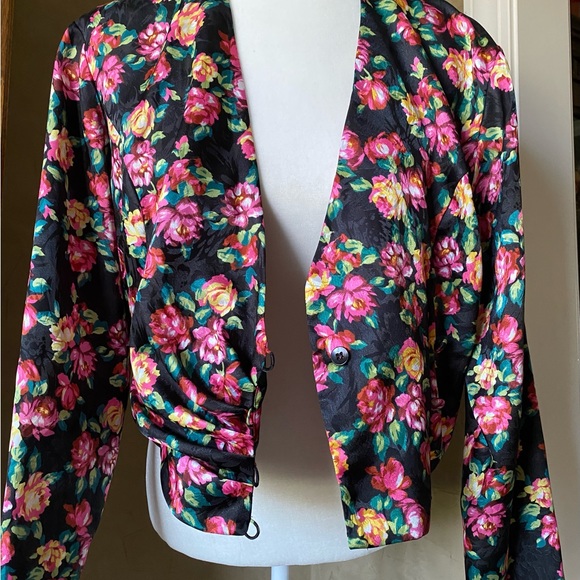 Vintage Pat Orgenti butique 80s Floral Print Blouse/Blazer Button Down Women’s - Picture 3 of 13